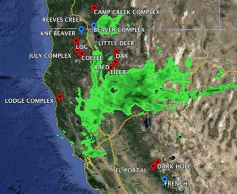 Animate the interactive future radar forecast in motion for the next 12 to 72 hours. . Weather radar map california